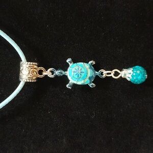 Silver, Light Blue & Aqua Turtle Necklace